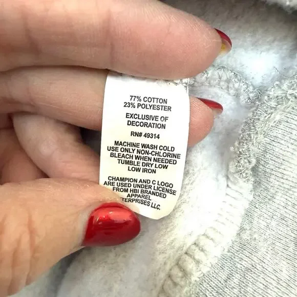 Champion Stanford Hoodie Gray Pullover Medium Cotton Blend Athletic Logo - Picture 4 of 6